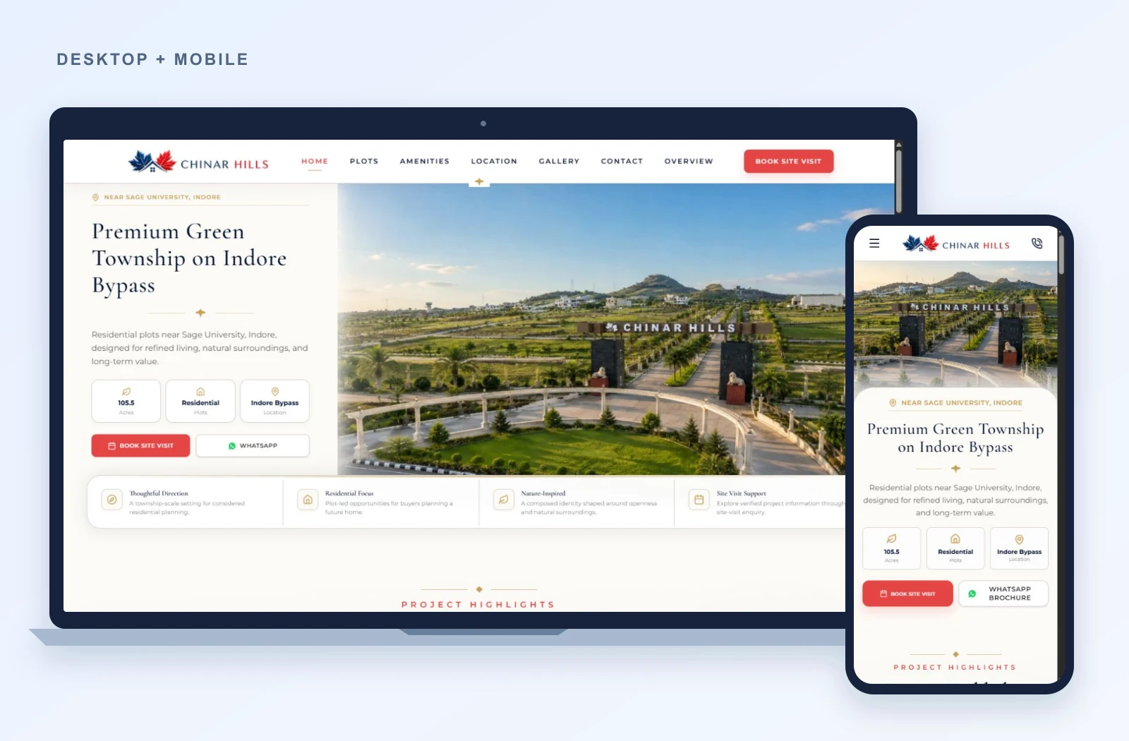 Chinar Hills: real desktop and mobile website screenshots