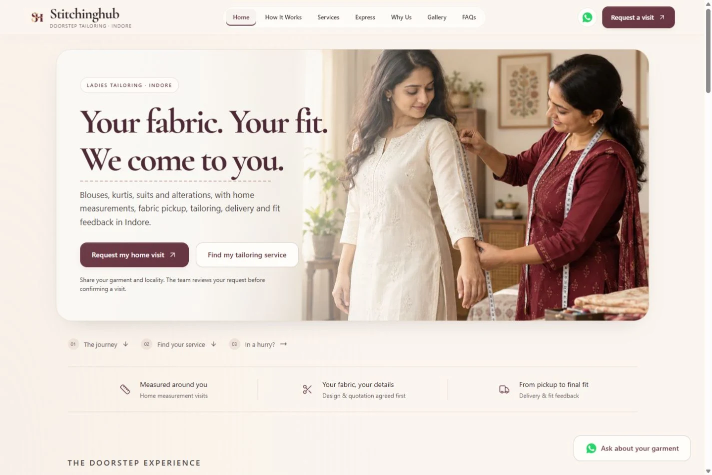 Stitching Hub desktop homepage screenshot