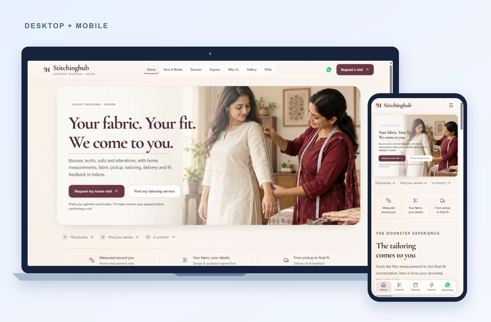 Stitching Hub: real desktop and mobile website screenshots